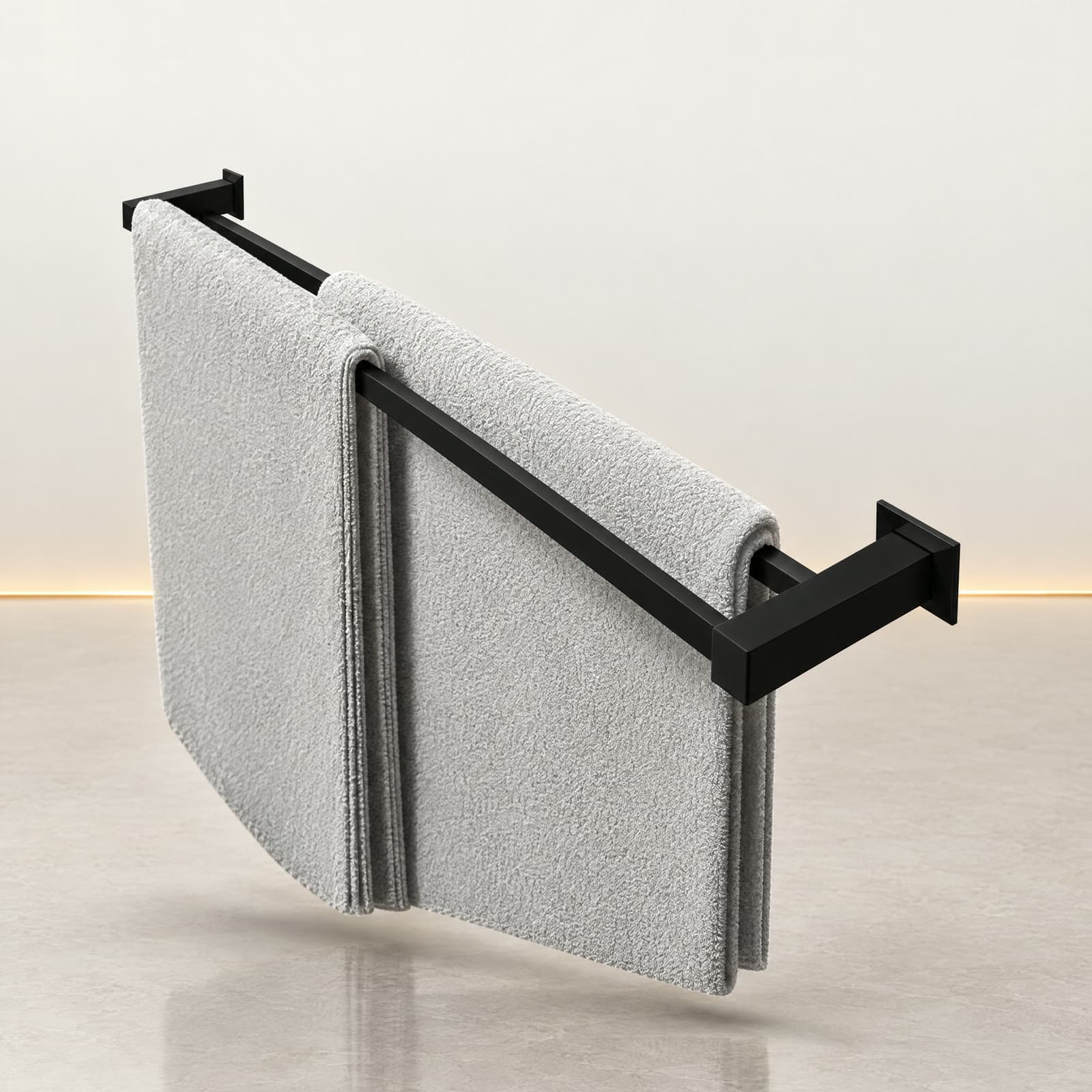 Toalheiro Duplo Aço Inox Preto 60cm