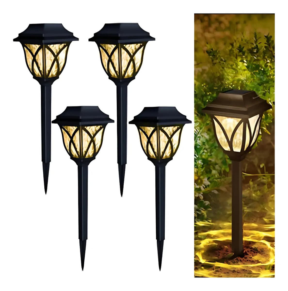 Luminária Solar de Jardim com Espeto — Kit com 4
