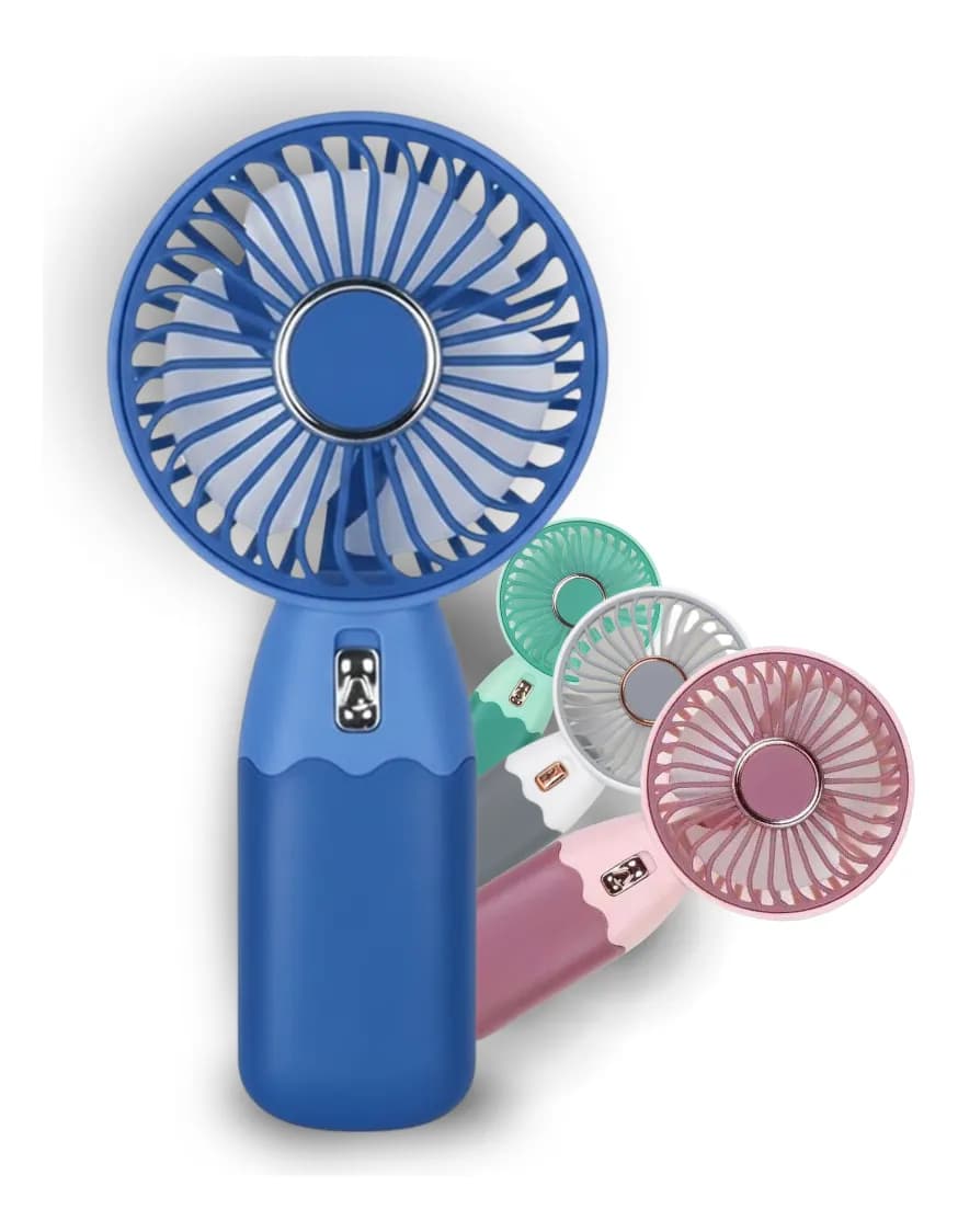 Mini Ventilador de Mão Recarregável com Suporte — Azul
